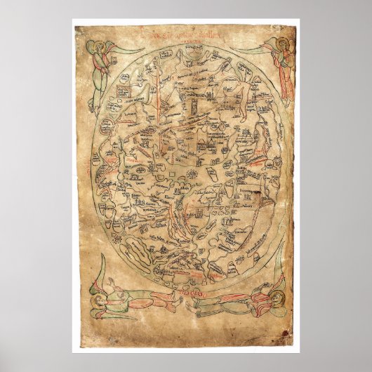 The Sawley Map Imago Mundi Honorius Augustodunensi Poster (Voorkant)