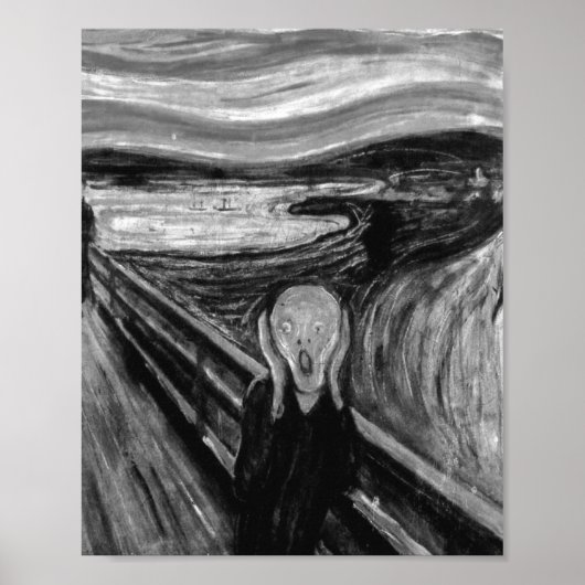 The Scream Black And White By Edvard Munch Poster (Voorkant)