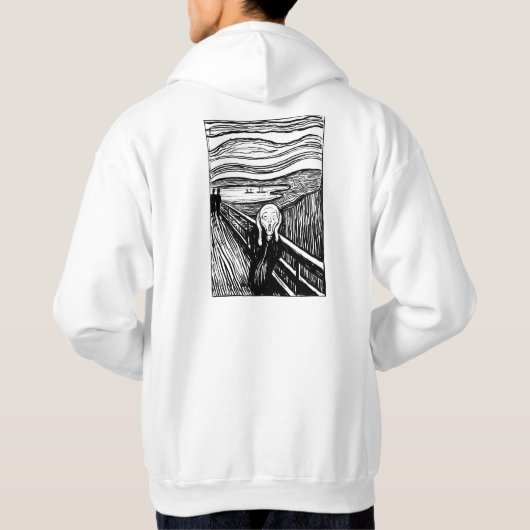 The Scream by Edvard Munch – Black Line Art Hoodie (Achterkant)