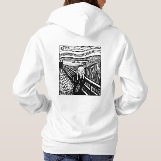 The Scream by Edvard Munch – Black Line Art Hoodie (Achterkant)