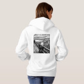 The Scream by Edvard Munch – Black Line Art Hoodie (Achterkant volledig)