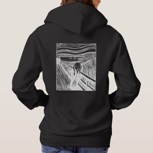 The Scream by Edvard Munch – White Line Art Hoodie (Achterkant)