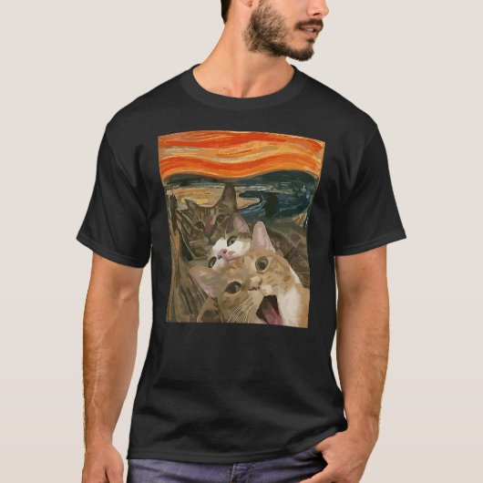 The Scream Cat By Edvard Munch Famous Painting Fun T-shirt (Voorkant)