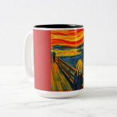 The Scream, FIne Art van Munch, Tweekleurige Koffiemok (Voorkant links)