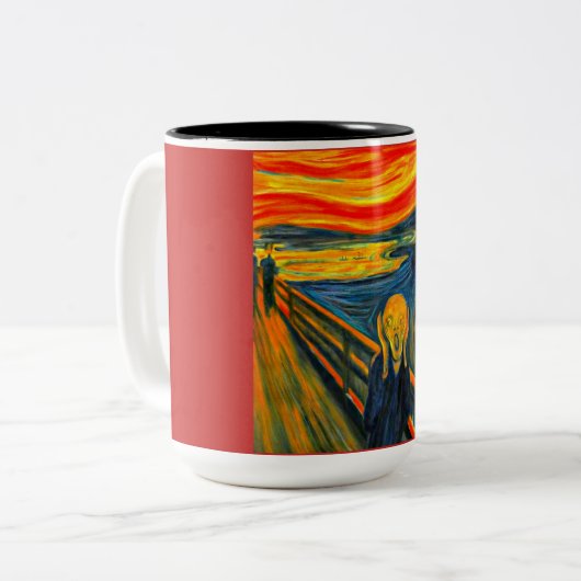 The Scream, FIne Art van Munch, Tweekleurige Koffiemok (Voorkant links)