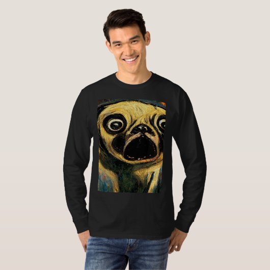 The Scream Pug Version  Cute Dog T-shirt (Voorkant volledig)