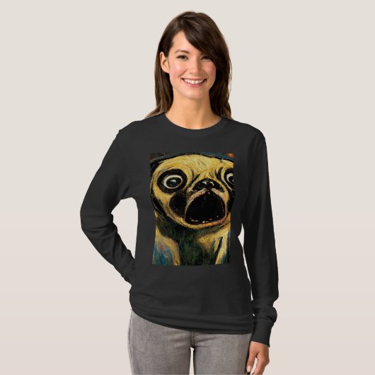 The Scream Pug Version  Cute Dog T-shirt (Voorkant volledig)