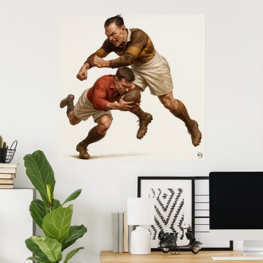 The SCrum Half -  Vintage Rugby Print (Thuiskantoor)
