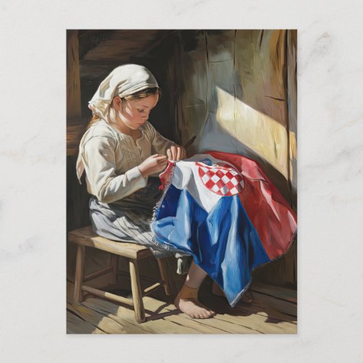 ✨ The Seamstress of Heritage – Expressive Oil art Briefkaart (Voorkant)