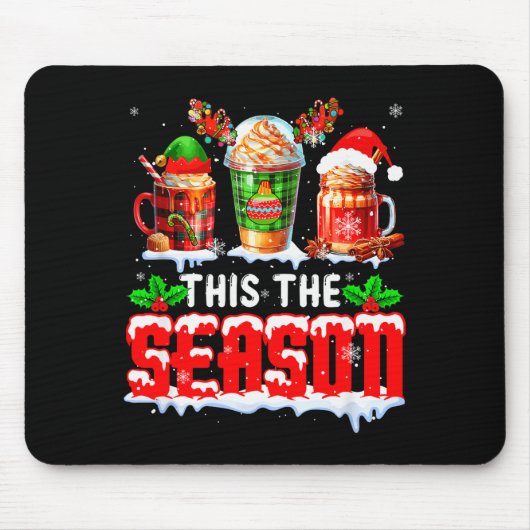 The Season Christmas Three Santa Reindeer Elf Coff Muismat (Voorkant)