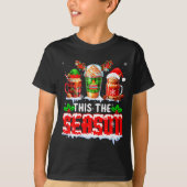 The Season Christmas Three Santa Reindeer Elf Coff T-shirt (Voorkant)