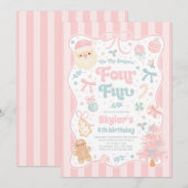 The Season Four Fun Christmas Bow 4th Birthday Kaart (Voorkant / Achterkant)