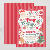 The Season Four Fun Christmas Bow 4th Birthday Kaart (Voorkant / Achterkant)