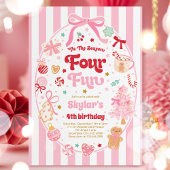 The Season Four Fun Christmas Bow 4th Birthday Kaart