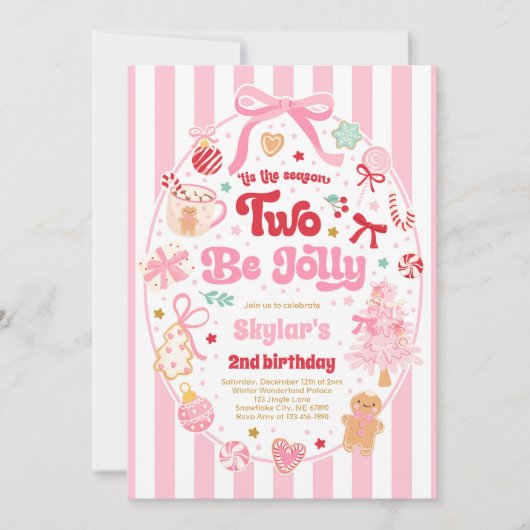 The Season Two Be Jolly Christmas Bow 2nd Birthday Kaart (Voorkant)