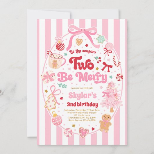 The Season Two Be Merry Christmas Bow 2nd Birthday Kaart (Voorkant)
