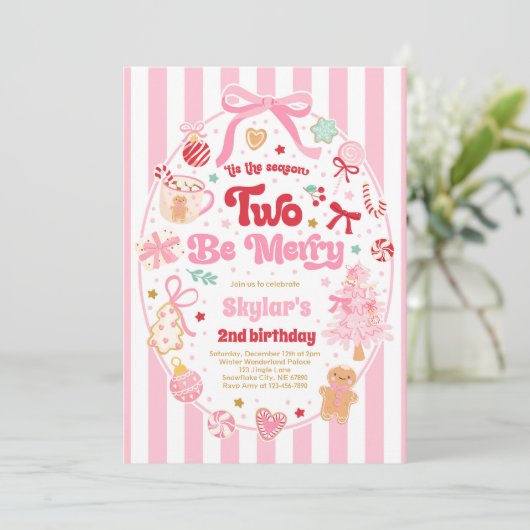 The Season Two Be Merry Christmas Bow 2nd Birthday Kaart (Staand voorkant)