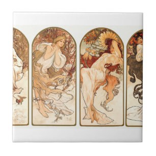 The Seasons Original 1897 By Alphonse Mucha Tegeltje