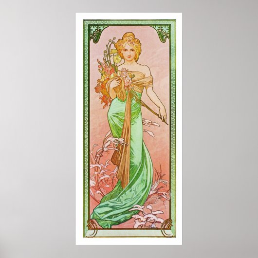 The Seasons: Spring Printemps, 1900 Alphonse Mucha Poster (Voorkant)