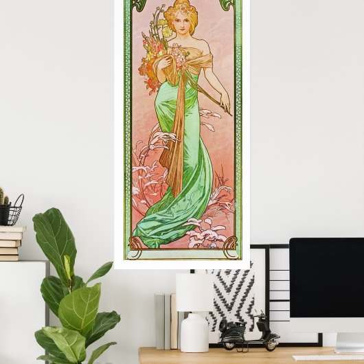 The Seasons: Spring Printemps, 1900 Alphonse Mucha Poster (Thuiskantoor)