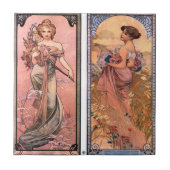 The seasons (Spring, Summer) Alphonse Mucha Tegeltje (Voorkant)