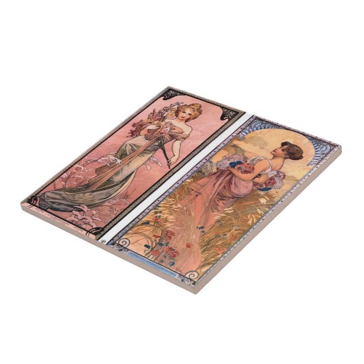 The seasons (Spring, Summer) Alphonse Mucha Tegeltje (Zijkant)