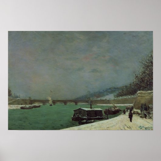 The Seine at the Pont d'Iena, Winter, 1875 Poster (Voorkant)