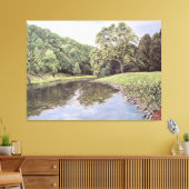 The Serene Waterway: Realistic River Landscape Oil Canvas Afdruk (Insitu (Woonkamer))