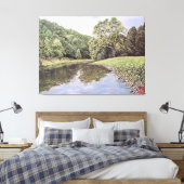 The Serene Waterway: Realistic River Landscape Oil Canvas Afdruk (Insitu (Slaapkamer))
