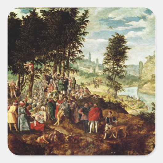 The Sermon of St. John the Baptist, c.1550 Vierkante Sticker (Voorkant)