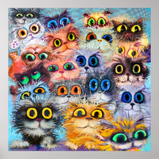 The set of cats portraitsart,portrait,animal,abstr poster (Voorkant)