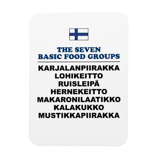 The Seven Basic Food Groups Funny Finnish Magneet (Verticaal)
