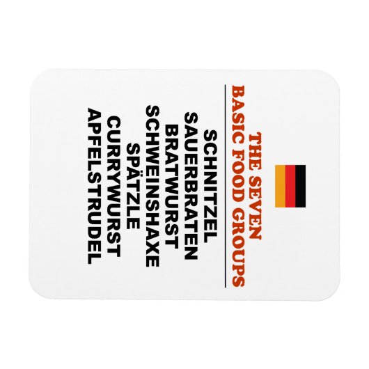 The Seven Basic Food Groups Funny German Magneet (Horizontaal)
