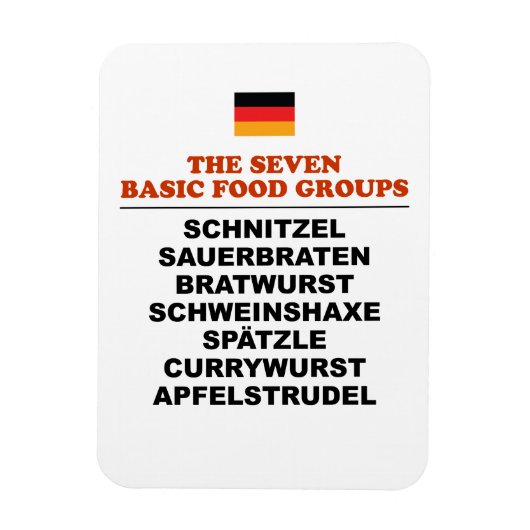 The Seven Basic Food Groups Funny German Magneet (Verticaal)