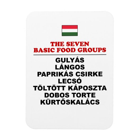 The Seven Basic Food Groups Funny Hungarian Magneet (Verticaal)
