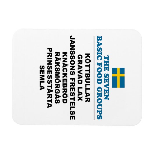 The Seven Basic Food Groups Funny Swedish Magneet (Horizontaal)