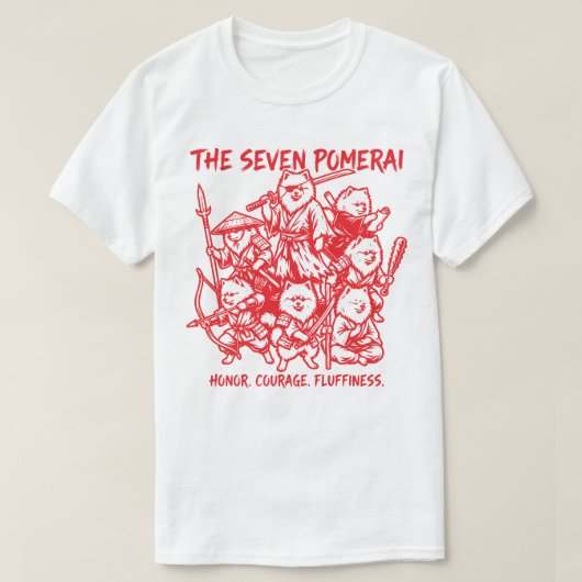 The Seven Pomerai - Pomeranian Samurai Parody T-shirt (Design voorkant)