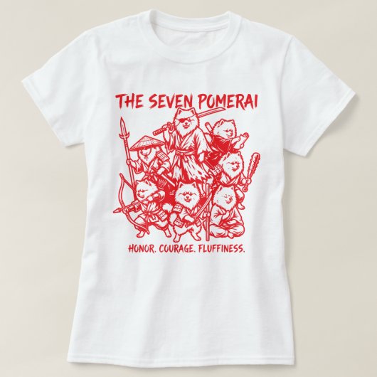The Seven Pomerai - Pomeranian Samurai Parody T-shirt (Design voorkant)