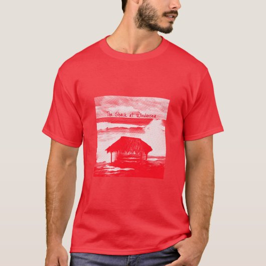 The Shack @ Windansea Red Halftone afbeelding op e T-shirt (Voorkant)