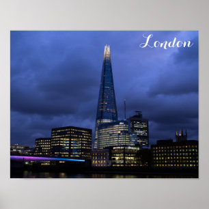 The Shard Tower at Night, London England Poster