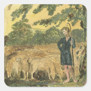The Shepherd, van 'Sangen of Innocence', 1789 (kol Vierkante Sticker