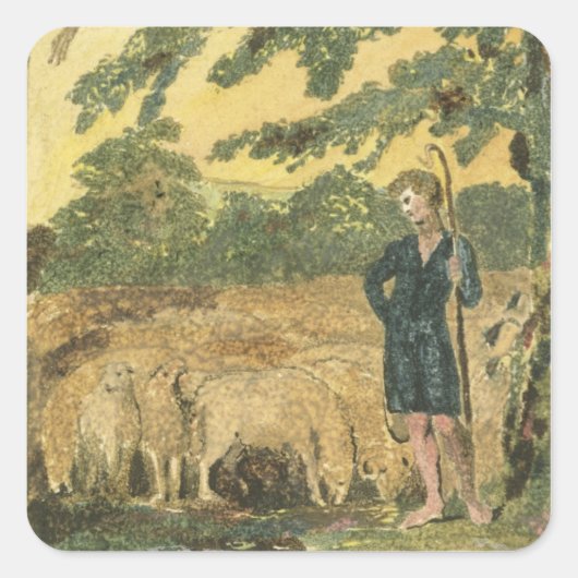 The Shepherd, van 'Sangen of Innocence', 1789 (kol Vierkante Sticker (Voorkant)