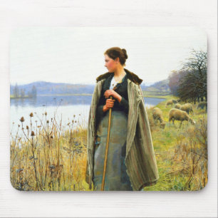 The Shepherdess Art van Daniel Ridgway Knight Muismat