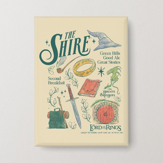 THE SHIRE™-watercollagegrafiek Button (Voorkant)