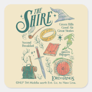 THE SHIRE™-watercollagegrafiek Vierkante Sticker