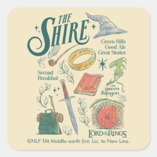 THE SHIRE™-watercollagegrafiek Vierkante Sticker