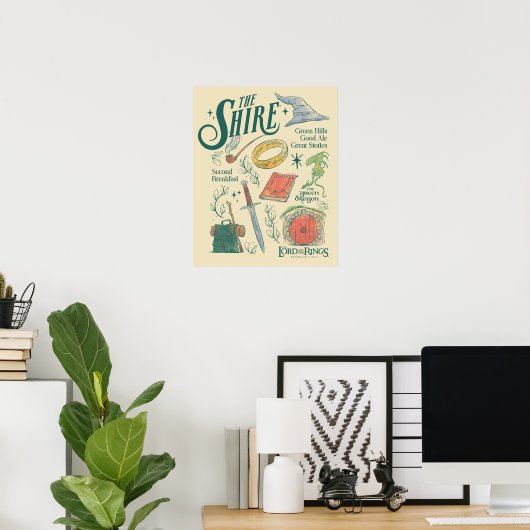 THE SHIRE™ Waterverf Collage Grafiek Poster (Thuiskantoor)