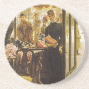 The Shop Girl van James Tissot, Victoriaanse Schon Zandsteen Onderzetter