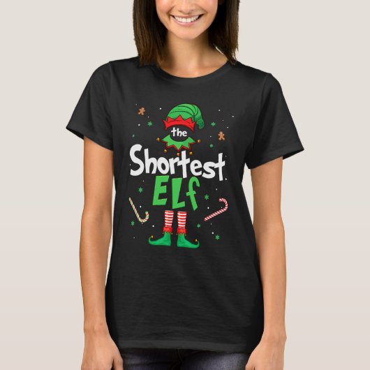 The Shortest Elf  Xmas Matching Christmas For Fami T-shirt (Voorkant)