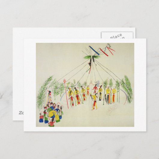 The Shoshone Sun Dance (pigment op muslijn) Briefkaart (Voorkant / Achterkant)